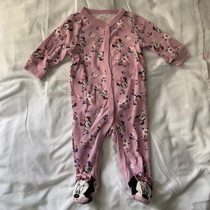 DISNEY BABY purple minie mouse button sleeper/ onesie